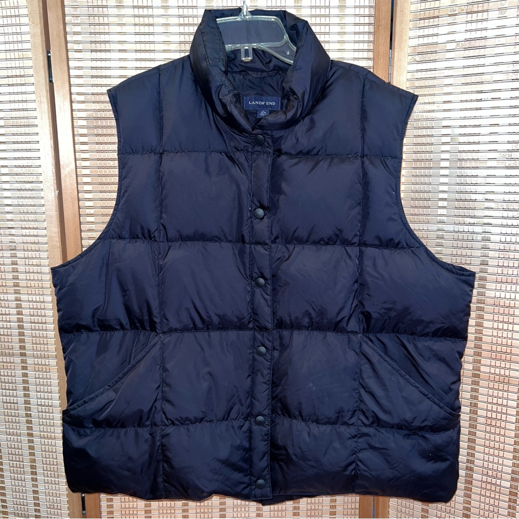 Lands End Blue Puffer Down Vest Sz Xl